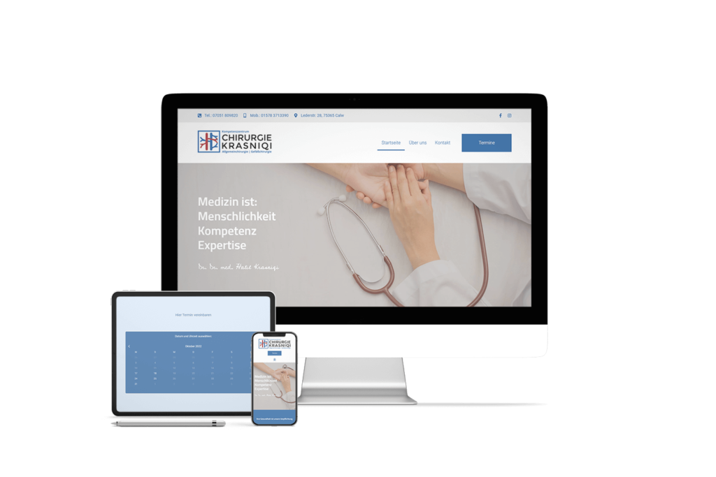 Website-Design für eine medizinische Klinik, responsive und mit Online-Terminvereinbarung