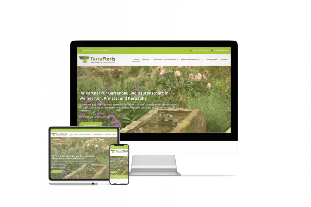 Webdesign für Gärtner mit Schwerpunkt auf responsiven Funktionen und einem optisch ansprechenden Layout mit Fokus auf Gartenthemen